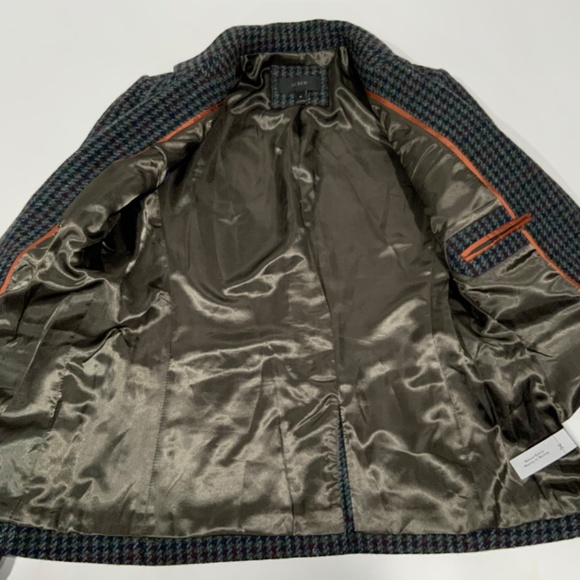 J. Crew Sz 4 Regent Houndstooth Wool Blue Green Blazer - Picture 8 of 10